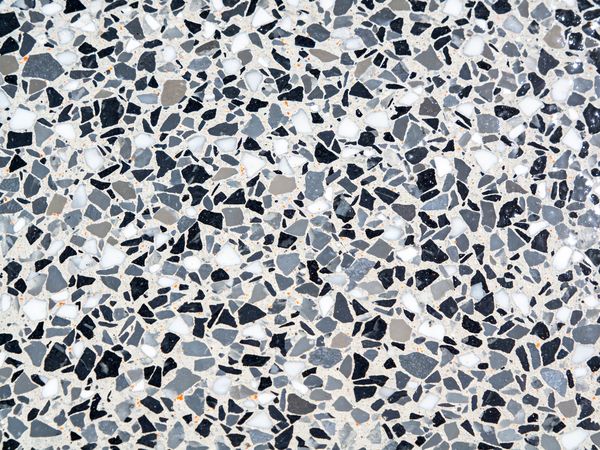 Close-up of the Graphite flake blend: Charcoal, white, pewter.